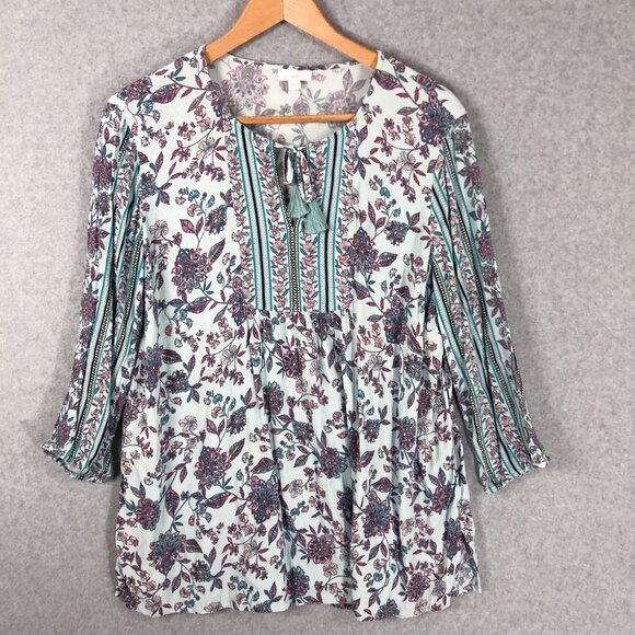 J. Jill Tops - J JIll Blue Tunic Blouse Floral Blue Size Large
